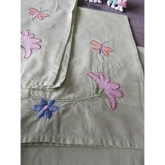 Vtg EASTER Spring Cloth Napkins & Rings Bunny Flower Set Of 3 Square 20" 1990s - Picture 4 of 15